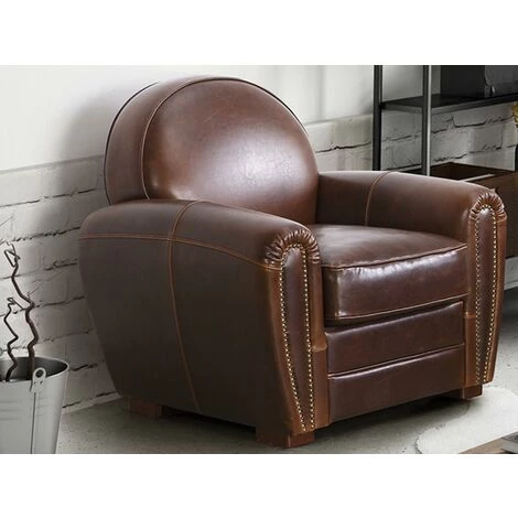 VENTE-UNIQUE.COM Fauteuil Club 100% Cuir Vieilli BAUDOIN - Marron - Marron Chocolat 3 VENTE-UNIQUE.COM Fauteuil Club 100% Cuir Vieilli BAUDOIN - Marron - Marron Chocolat