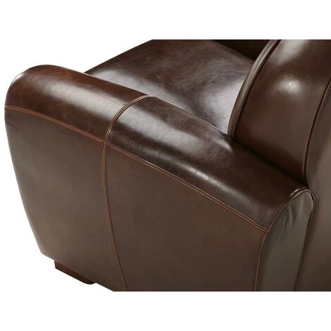 VENTE-UNIQUE.COM Fauteuil Club 100% Cuir Vieilli BAUDOIN - Marron - Marron Chocolat 5 VENTE-UNIQUE.COM Fauteuil Club 100% Cuir Vieilli BAUDOIN - Marron - Marron Chocolat – Image 3
