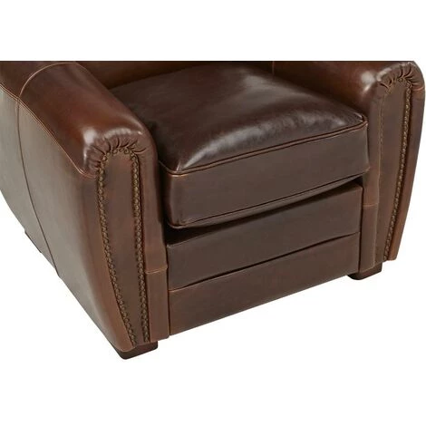 VENTE-UNIQUE.COM Fauteuil Club 100% Cuir Vieilli BAUDOIN - Marron - Marron Chocolat 6 VENTE-UNIQUE.COM Fauteuil Club 100% Cuir Vieilli BAUDOIN - Marron - Marron Chocolat – Image 4