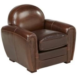 VENTE-UNIQUE.COM Fauteuil Club 100% Cuir Vieilli BAUDOIN - Marron - Marron Chocolat 11 VENTE-UNIQUE.COM Fauteuil Club 100% Cuir Vieilli BAUDOIN - Marron - Marron Chocolat -Pas Cher Fauteuil Magasin 55884288 5