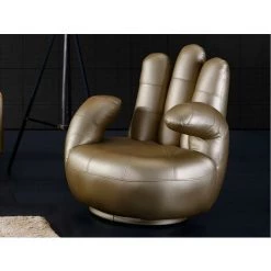 VENTE-UNIQUE.COM Fauteuil Main Pivotant CATCHY En Simili - Doré - Doré