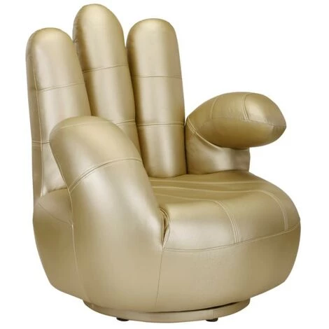 VENTE-UNIQUE.COM Fauteuil Main Pivotant CATCHY En Simili - Doré - Doré 5 VENTE-UNIQUE.COM Fauteuil Main Pivotant CATCHY En Simili - Doré - Doré – Image 3