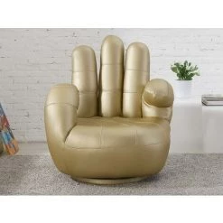 VENTE-UNIQUE.COM Fauteuil Main Pivotant CATCHY En Simili - Doré - Doré 11 VENTE-UNIQUE.COM Fauteuil Main Pivotant CATCHY En Simili - Doré - Doré -Pas Cher Fauteuil Magasin 55884618 5