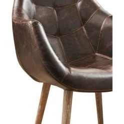 VENTE-UNIQUE.COM Fauteuil En Simili Aspect Cuir Vieilli VILNIUS - Marron Chocolat -Pas Cher Fauteuil Magasin 55884645 5