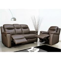 VENTE-UNIQUE.COM Fauteuil Relax EVASION En Cuir - Marron - Marron -Pas Cher Fauteuil Magasin 55884844 3