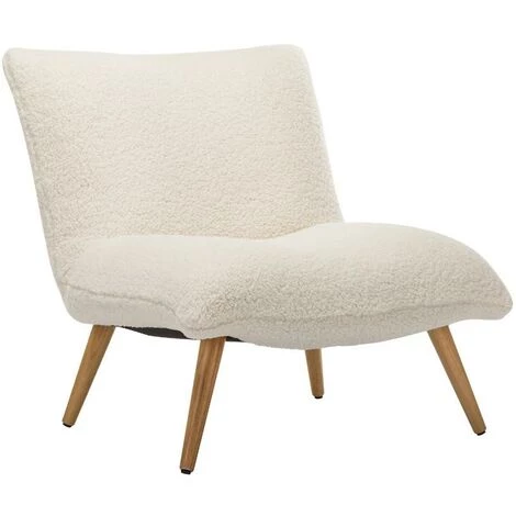 VENTE-UNIQUE.COM Fauteuil En Tissu Sherpa Effet Peau De Mouton PEPITA - Blanc - Blanc 5 VENTE-UNIQUE.COM Fauteuil En Tissu Sherpa Effet Peau De Mouton PEPITA - Blanc - Blanc – Image 3