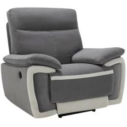 VENTE-UNIQUE.COM Fauteuil Relax électrique En Velours METTI - Gris Et Bandes écru - Gris 10 VENTE-UNIQUE.COM Fauteuil Relax électrique En Velours METTI - Gris Et Bandes écru - Gris -Pas Cher Fauteuil Magasin 55885004 4