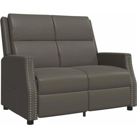 Fauteuil Inclinable à 2 Places Similicuir Gris VidaXL 4 Fauteuil Inclinable à 2 Places Similicuir Gris VidaXL – Image 2