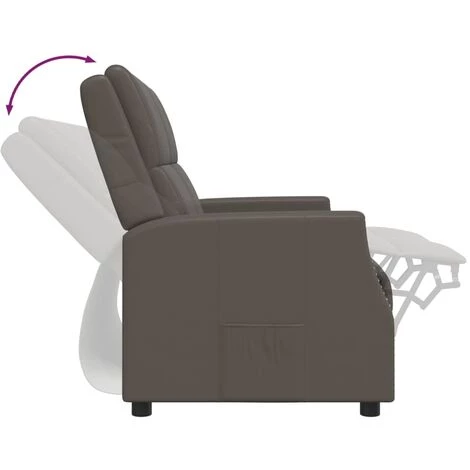 Fauteuil Inclinable à 2 Places Similicuir Gris VidaXL 7 Fauteuil Inclinable à 2 Places Similicuir Gris VidaXL – Image 5