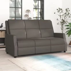 Fauteuil Inclinable à 3 Places Similicuir Gris VidaXL