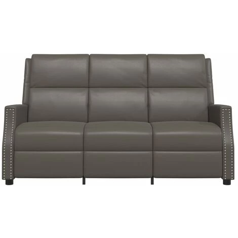 Fauteuil Inclinable à 3 Places Similicuir Gris VidaXL 5 Fauteuil Inclinable à 3 Places Similicuir Gris VidaXL – Image 3