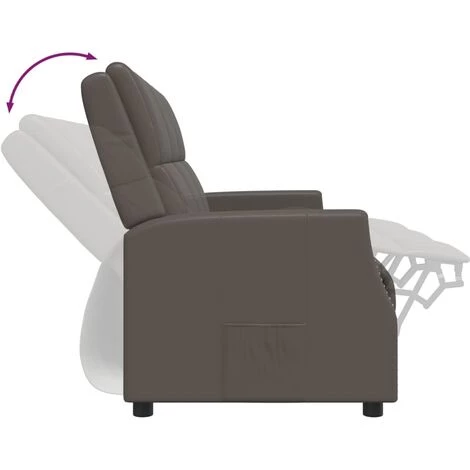 Fauteuil Inclinable à 3 Places Similicuir Gris VidaXL 7 Fauteuil Inclinable à 3 Places Similicuir Gris VidaXL – Image 5