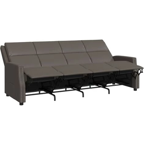 Fauteuil Inclinable à 4 Places Similicuir Gris VidaXL 7 Fauteuil Inclinable à 4 Places Similicuir Gris VidaXL – Image 5