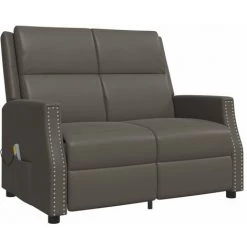 Fauteuil De Massage Inclinable à 2 Places Similicuir Gris VidaXL -Pas Cher Fauteuil Magasin 56138016 2