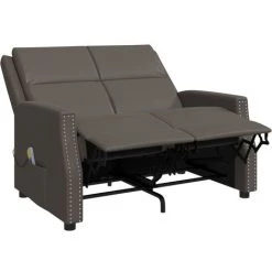 Fauteuil De Massage Inclinable à 2 Places Similicuir Gris VidaXL -Pas Cher Fauteuil Magasin 56138016 5