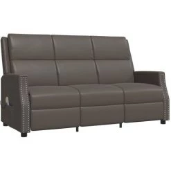 Fauteuil De Massage Inclinable à 3 Places Similicuir Gris VidaXL 8 Fauteuil De Massage Inclinable à 3 Places Similicuir Gris VidaXL -Pas Cher Fauteuil Magasin 56138025 2
