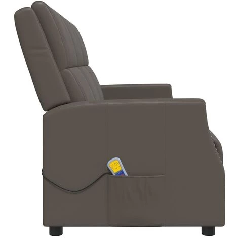 Fauteuil De Massage Inclinable à 3 Places Similicuir Gris VidaXL 6 Fauteuil De Massage Inclinable à 3 Places Similicuir Gris VidaXL – Image 4