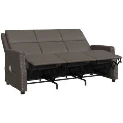Fauteuil De Massage Inclinable à 3 Places Similicuir Gris VidaXL 11 Fauteuil De Massage Inclinable à 3 Places Similicuir Gris VidaXL -Pas Cher Fauteuil Magasin 56138025 5