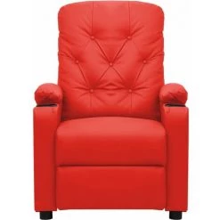 Chaise Inclinable Rouge Similicuir VidaXL -Pas Cher Fauteuil Magasin 56138490 3