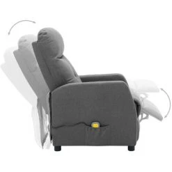 INLIFE Fauteuil Inclinable De Massage Gris Clair Tissu -Pas Cher Fauteuil Magasin 56254519 5