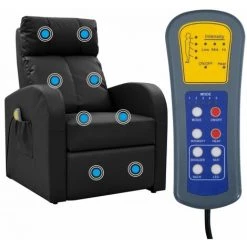 INLIFE Fauteuil De Massage Noir Similicuir