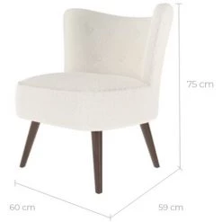 RENDEZ VOUS DéCO Fauteuil Blanc June Effet Laine Bouclette - Blanc -Pas Cher Fauteuil Magasin 56364624 2