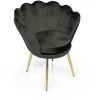 WEBMARKETPOINT Fauteuil En Velours Coquillage Noir Avec Pieds Dorés Cm 79 H -Pas Cher Fauteuil Magasin 56409542 1