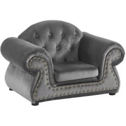 VENTE-UNIQUE.COM Fauteuil Chesterfield Pour Enfant En Velours - ROAN - Gris - Gris 8 VENTE-UNIQUE.COM Fauteuil Chesterfield Pour Enfant En Velours - ROAN - Gris - Gris -Pas Cher Fauteuil Magasin 56429583 3