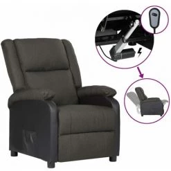 YOUTHUP Fauteuil Inclinable TV électrique Gris Foncé Similicuir Tissu - Gris