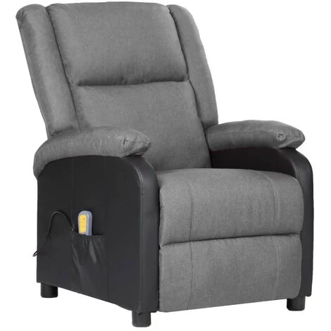 YOUTHUP Fauteuil Inclinable De Massage Gris Clair Similicuir Et Tissu - Gris 4 YOUTHUP Fauteuil Inclinable De Massage Gris Clair Similicuir Et Tissu - Gris – Image 2