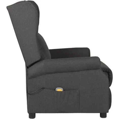 YOUTHUP Fauteuil Inclinable De Massage électrique Gris Foncé Tissu - Gris 6 YOUTHUP Fauteuil Inclinable De Massage électrique Gris Foncé Tissu - Gris – Image 4