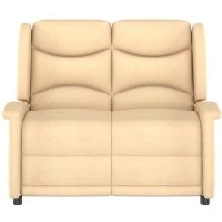 VidaXL Fauteuil Inclinable De Massage 2 Places Tissu Microfibre Crème - Crème -Pas Cher Fauteuil Magasin 56560090 3