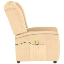 VidaXL Fauteuil Inclinable De Massage 2 Places Tissu Microfibre Crème - Crème -Pas Cher Fauteuil Magasin 56560090 4