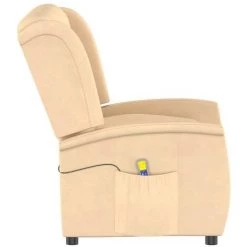 VidaXL Fauteuil Inclinable De Massage 3 Places Microfibre Tissu Crème - Crème -Pas Cher Fauteuil Magasin 56560102 5