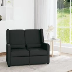 Fauteuil Inclinable à 2 Places Tissu Noir VidaXL
