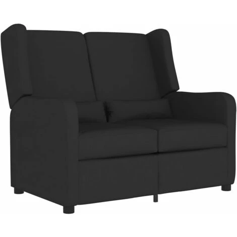 Fauteuil Inclinable à 2 Places Tissu Noir VidaXL 4 Fauteuil Inclinable à 2 Places Tissu Noir VidaXL – Image 2