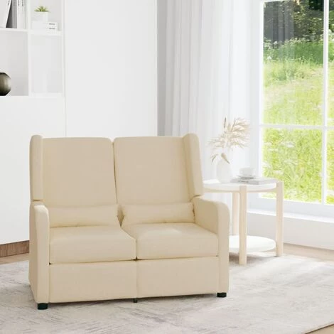 VidaXL Fauteuil Inclinable à 2 Places Tissu Crème - Crème 3 VidaXL Fauteuil Inclinable à 2 Places Tissu Crème - Crème