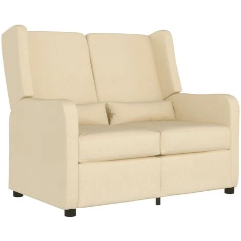VidaXL Fauteuil Inclinable à 2 Places Tissu Crème - Crème 4 VidaXL Fauteuil Inclinable à 2 Places Tissu Crème - Crème – Image 2