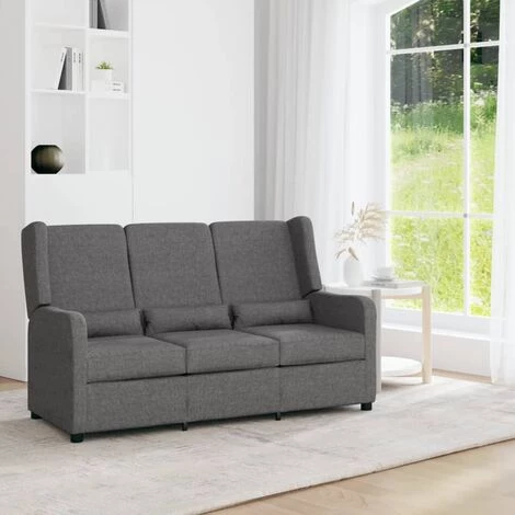 Fauteuil Inclinable à 3 Places Tissu Gris Clair VidaXL 3 Fauteuil Inclinable à 3 Places Tissu Gris Clair VidaXL