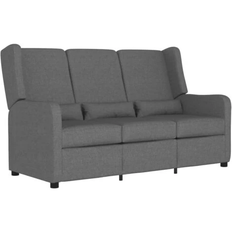 Fauteuil Inclinable à 3 Places Tissu Gris Clair VidaXL 4 Fauteuil Inclinable à 3 Places Tissu Gris Clair VidaXL – Image 2