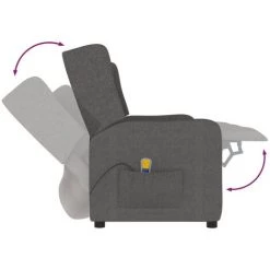 Fauteuil De Massage Inclinable à 3 Places Gris Foncé Tissu VidaXL -Pas Cher Fauteuil Magasin 56560538 5