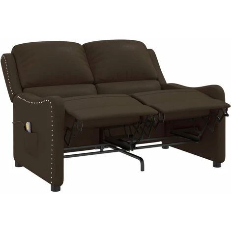VidaXL Fauteuil De Massage Inclinable 2 Places Similicuir Brillant Marron - Brun 6 VidaXL Fauteuil De Massage Inclinable 2 Places Similicuir Brillant Marron - Brun – Image 4