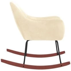 Chaise à Bascule Crème Velours VidaXL -Pas Cher Fauteuil Magasin 56561018 5