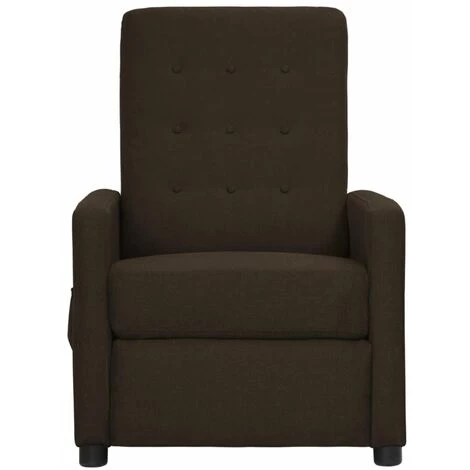 Fauteuil De Massage Inclinable Marron Foncé Tissu VidaXL 4 Fauteuil De Massage Inclinable Marron Foncé Tissu VidaXL – Image 2