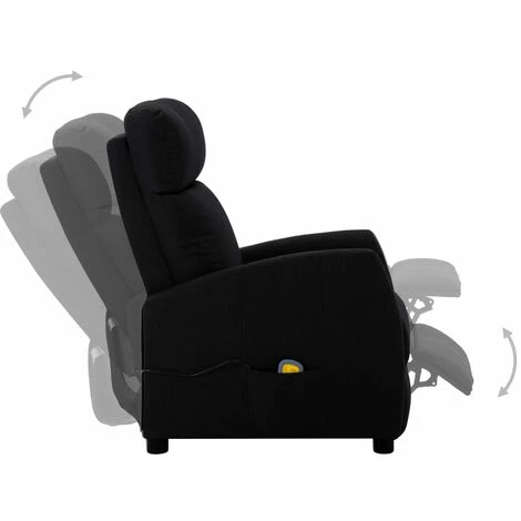 Topdeal Fauteuil De Massage Inclinable Noir Tissu FF289708_FR 5 Topdeal Fauteuil De Massage Inclinable Noir Tissu FF289708_FR – Image 3