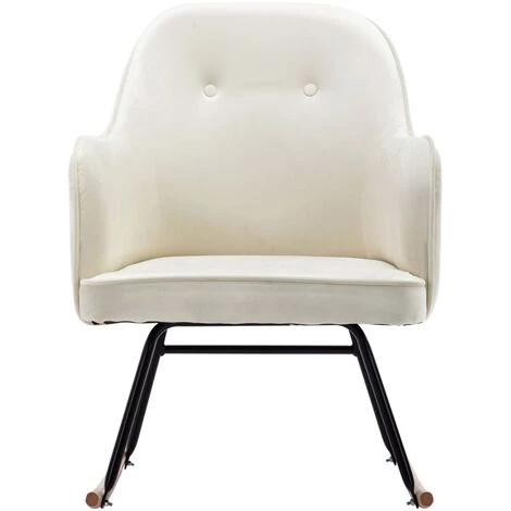 Topdeal Chaise à Bascule Blanc Crème Velours FF289901_FR 6 Topdeal Chaise à Bascule Blanc Crème Velours FF289901_FR – Image 4