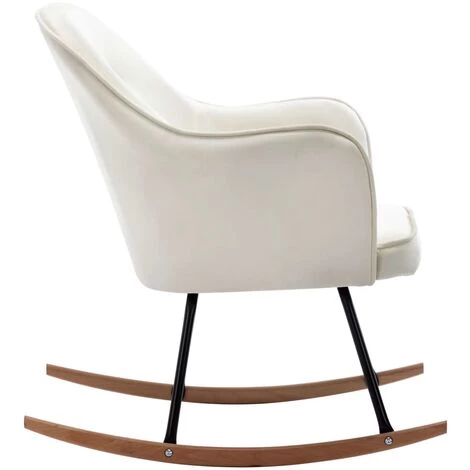 Topdeal Chaise à Bascule Blanc Crème Velours FF289901_FR 7 Topdeal Chaise à Bascule Blanc Crème Velours FF289901_FR – Image 5