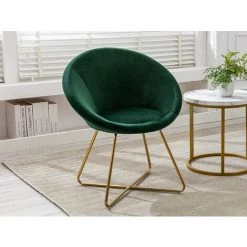 VENTE-UNIQUE.COM Fauteuil En Velours Vert BURBAN - Vert Sapin