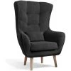 LES TENDANCES Fauteuil Bergère Velours Anthracite Capitonné Lazza 80 Cm -Pas Cher Fauteuil Magasin 56702256 1