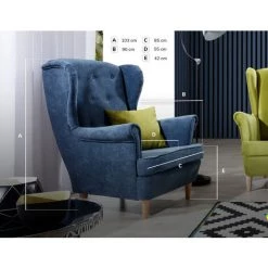 LES TENDANCES Fauteuil Tissu Bleu Capitonné Lizzi 85 Cm 11 LES TENDANCES Fauteuil Tissu Bleu Capitonné Lizzi 85 Cm -Pas Cher Fauteuil Magasin 56702262 5